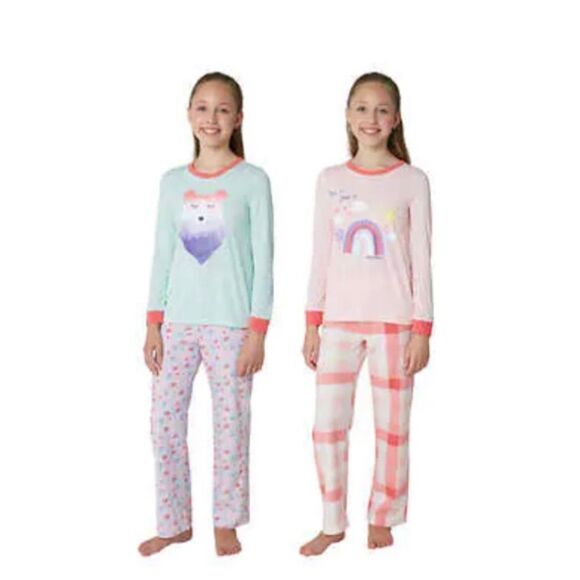 Eddie Bauer Girls Kids Pajamas Lounge Set 4-piece Size L (14/16) - Picture 1 of 6